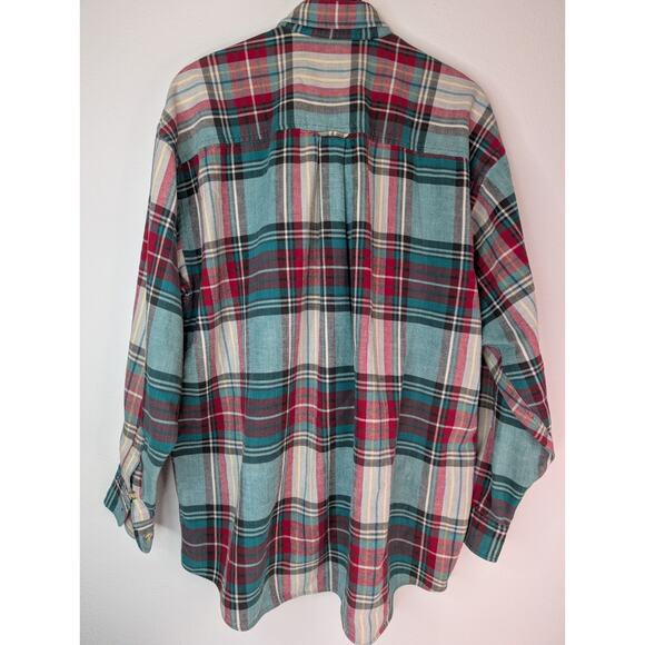 Izod Men's Large Button Down Collar Flannel Plaid Long Sleeve Shirt EUC - Picture 2 of 6